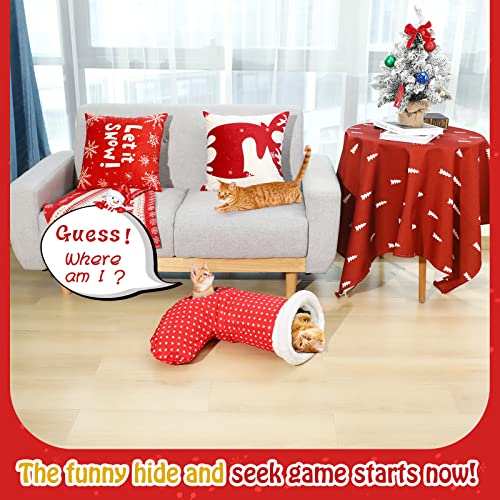 Pawaboo Juguete Interactivo para Gatos, Calcetines de Navidad para Gatitos, Lindos Calcetines con Papel Arrugado y Diseño de Abertura, como Regalo Navideño y la Diversión para Felinos- Rojo