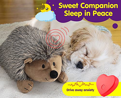 Pawaboo Plush Dog Toy, Real-Feel Heartbeat Super Soft Faux-Fur Hedgehog Dogs Toy Plush Stuffed Bedtime Toys, Non-Toxic Stuffed Animal Pet Toy, Biting Training Toy Chew Toys for Dog Puppy Cat