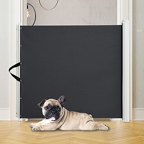 PawHut Barrera Seguridad para Niños Mascotas Valla Seguridad Infantil Retráctil Puertas Seguridad Bebe Perros Mascotas 5.5x82.5x5.5-115cm