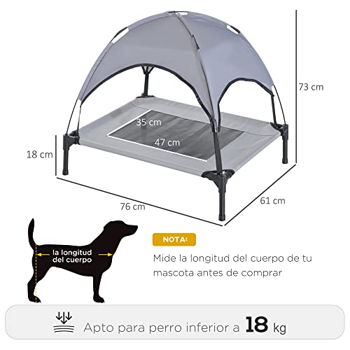 Pawhut Cama para Mascotas con Carpa Impermeable para Perro Gato Dormir en el Exterior Terraza Jardín (M: 76 x 61 x 76cm (LxAnxAl))