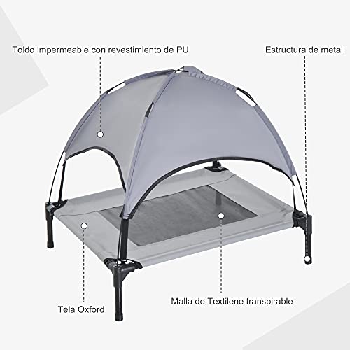 Pawhut Cama para Mascotas con Carpa Impermeable para Perro Gato Dormir en el Exterior Terraza Jardín (M: 76 x 61 x 76cm (LxAnxAl))