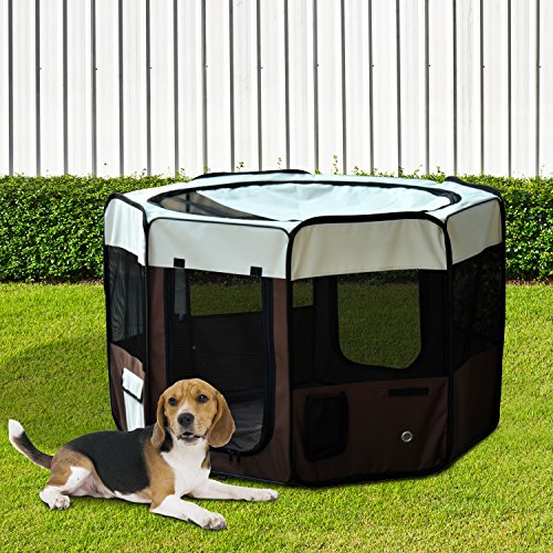 PawHut PawHut Parque Mascotas Plegable 2 Puertas Juego Entrenamiento Dormitorio Perro Cachorros 116x116x71 cm