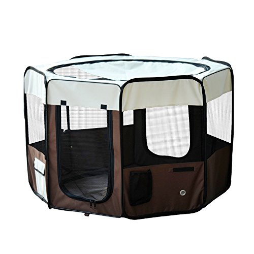 PawHut PawHut Parque Mascotas Plegable 2 Puertas Juego Entrenamiento Dormitorio Perro Cachorros 116x116x71 cm