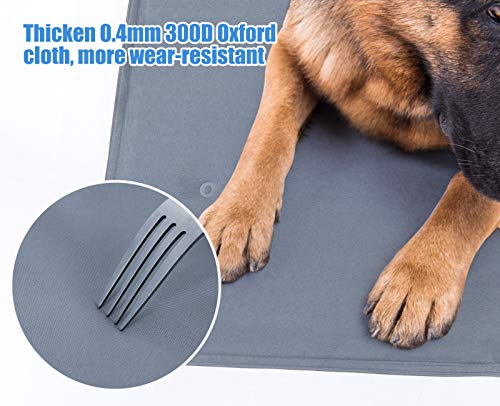 Pecute Alfombra Refrescante para Perro Actualización Engrosada 0.4mm 300D Oxford Alfombrilla de Refrigeración Automática para Animales de Compañía (L 90 * 50CM, Gris)