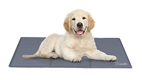 Pecute Alfombra Refrescante para Perro Actualización Engrosada 0.4mm 300D Oxford Alfombrilla de Refrigeración Automática para Animales de Compañía (L 90 * 50CM, Gris)