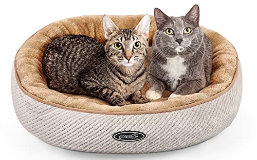 Pecute Cama de Gatos y Perros Pequeños Redonda y Cálida 55cm de Diámetro Cama para Mascotas Cojín de Gato Lavable de la Cama Lecho Ovalado de Cueva de Anidación Adecuado