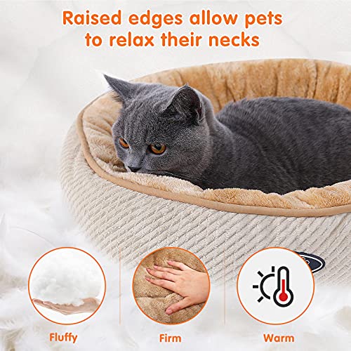 Pecute Cama de Gatos y Perros Pequeños Redonda y Cálida 55cm de Diámetro Cama para Mascotas Cojín de Gato Lavable de la Cama Lecho Ovalado de Cueva de Anidación Adecuado