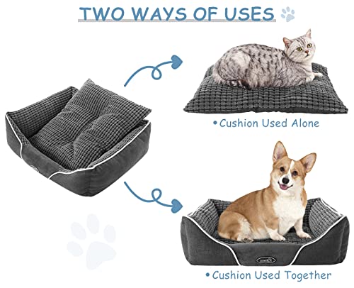 Pecute Cama de Perros y Gatos Básica Cama de Suave Gamuza para Perros y Gatos de Color Gris S(53 * 43cm)