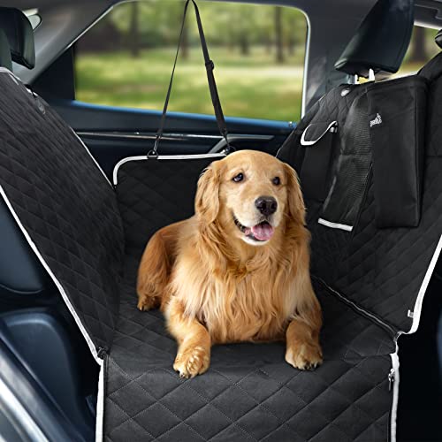 Pecute Funda para Asiento de Coche para Perros y Gatos 2 En 1, Hamaca para Perros Convertible Impermeable con Sección de Malla/Solapas Laterales, Protector de Asiento Trasero a Prueba de Arañazos