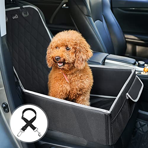 Pecute Funda Perros Coche, Funda de Asiento para Perros Impermeable y Resistente (Negro, para el Asiento Delantero)