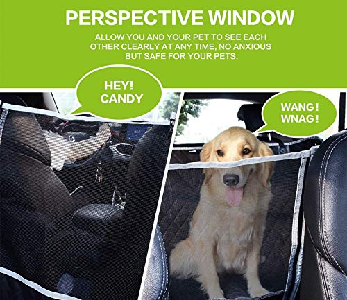 Pecute Funda Perros Coche, Funda de Asiento para Perros Impermeable y Resistente, Protector Coche Perros con Rejilla Flexible Pasar Aire, Universal para SUV, Camión, Transportar y Viaje