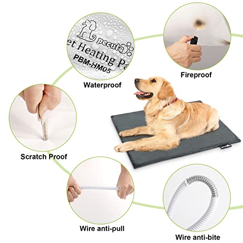 Pecute Manta Electrica Perro, Manta Termica para Perros 5 Ajustes de Temperatura y 2 Cubiertas de Franela, Incombustible,Impermeable, Antichoque (M 50 * 40cm)