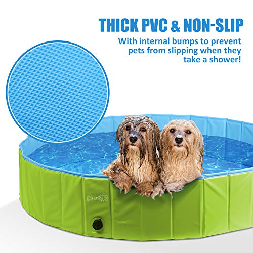 Pecute Piscina Perros y Gatos Bañera Plegable PVC Antideslizante y Resistente al Desgaste, Adecuado para Interior Exterior al Aire (M 80 * 20CM, Verde)