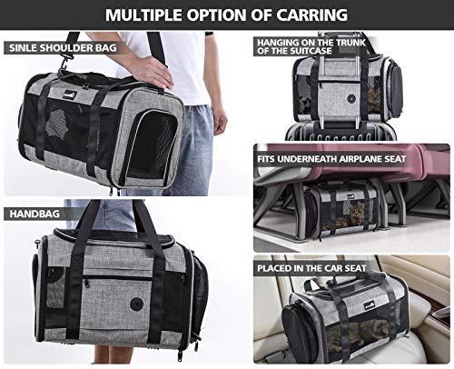 Pecute Transportin Gato Perro Bolsa de Transporte Portátil y Transpirable para Mascotas, Bolso Transportin para Gatos Plegable con Juguete Túnel con Correa de Hombro Ajustable, Aerolínea Aprobada