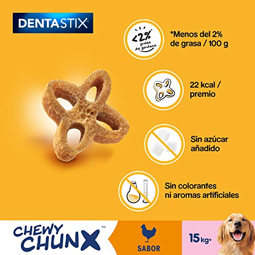 PEDIGREE Dentastix Chewy ChunX Snacks dentales para la Limpieza bucal de tu Perro Sabor Pollo, Perros medianos y Grandes. (5 bolsitas x 68g), para perros grandes