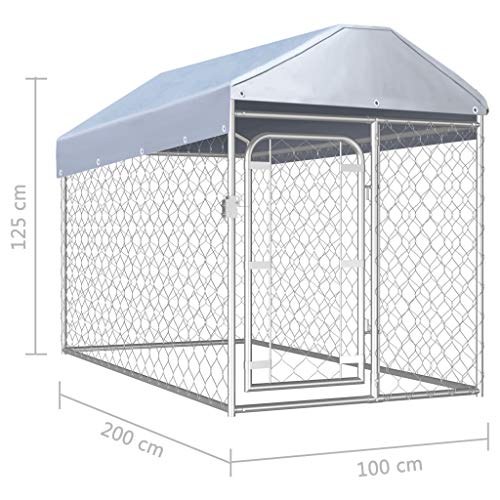 pedkit Cesta para Perros Jaula para Perros Perrera de Exterior con Techo 200x100x125 cm