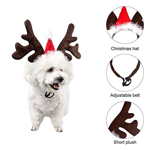 PEDOMUS Perro Gato Disfraz Navidad Mascota Reno Cornamenta Diadema Ciervo Sombrero Fiesta Disfraz para Perro Cachorro Gatito