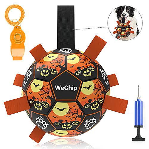 Pelota de fútbol para perros con pestañas de agarre, WeChip Durable Dog Toys, Pelotas de perro para perros pequeños y medianos, Juguetes de perro interactivos, Juguete de agua para perro