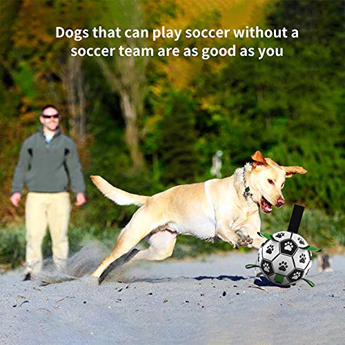 Pelota de FúTbol para Perros, LengüEtas de Agarre Juguete para Perros de Tira y Afloja Pelota de FúTbol para Perros para Interiores y Exteriores Juguete Interactivo para Interiores y Exteriores