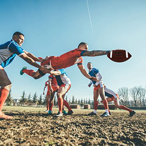 Pelota deportiva de fútbol de rugby de cuero: gimnasio juego de pelota desgaste resistencia estándar entrenamiento práctica bola competencia partido suministro