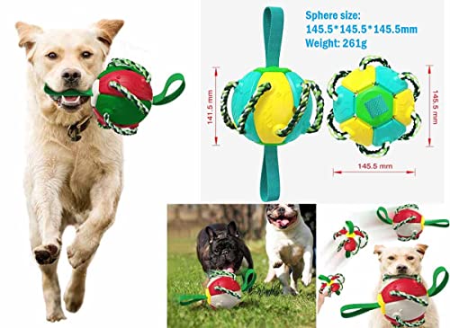 Pelota Juguete Perro,Juguete para Perros Frisbee fútbol,Juguete Interactivo para Masticar Perros de fútbol con Disco Frisbee,Juguete de Agua para Perros,Pelota De Frisbee (Verde Rojo)