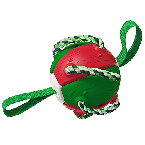 Pelota Juguete Perro,Juguete para Perros Frisbee fútbol,Juguete Interactivo para Masticar Perros de fútbol con Disco Frisbee,Juguete de Agua para Perros,Pelota De Frisbee (Verde Rojo)