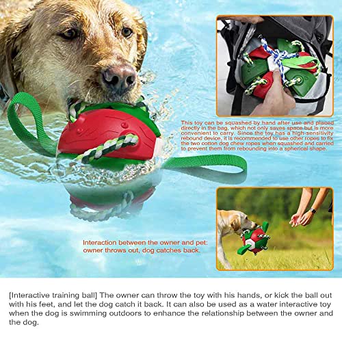 Pelota Juguete Perro,Juguete para Perros Frisbee fútbol,Juguete Interactivo para Masticar Perros de fútbol con Disco Frisbee,Juguete de Agua para Perros,Pelota De Frisbee (Verde Rojo)