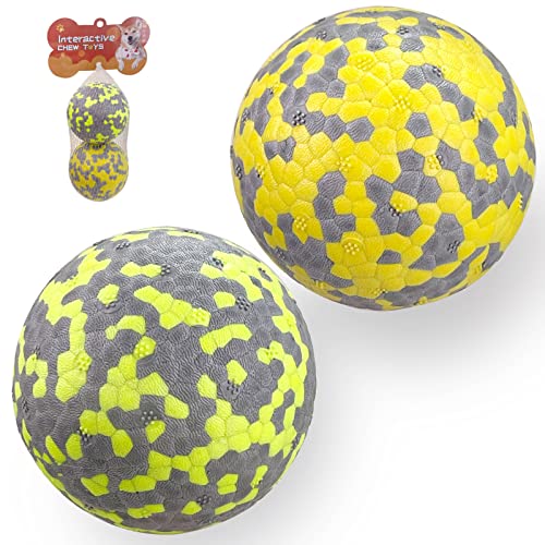 Pelota Perro Super Stretch, Juguete Antiestres Perro Juego de 2, Juguete Interactivo Perro de Diseño Creativo, Regalo Perro para Perros Pequeños y Medianos(Amarillo + Fluorescente)