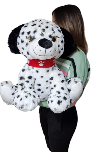 Peluche Perro dalmata 48CM de Peluche de Felpa Suave Perro dalmata Ojos de Cristal con Collar Huellas 48CM cumpleaños, Boda, día de San Valentín o Navidad