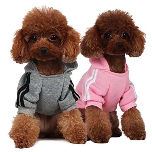 PenghaiYunfei Ropa Perro,Cálido Sudadera con Capucha para Perros Algodón Suéter Chaqueta Abrigo Costume Pullover para Mascota Pequeño Perro Gato (Gris/Rosa, XX-Large)