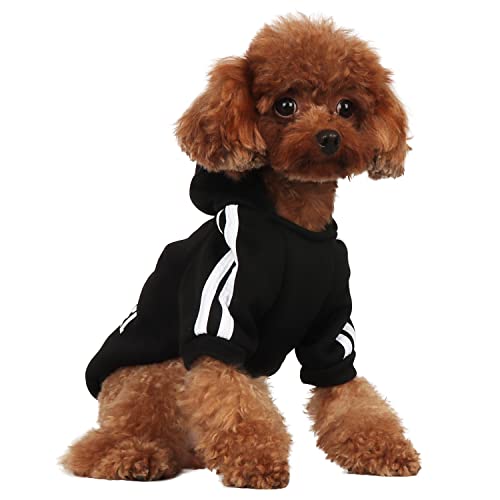 PenghaiYunfei Ropa Perro,Cálido Sudadera con Capucha para Perros Algodón Suéter Chaqueta Abrigo Costume Pullover para Mascota Pequeño Perro Gato (Negro, X-Small)