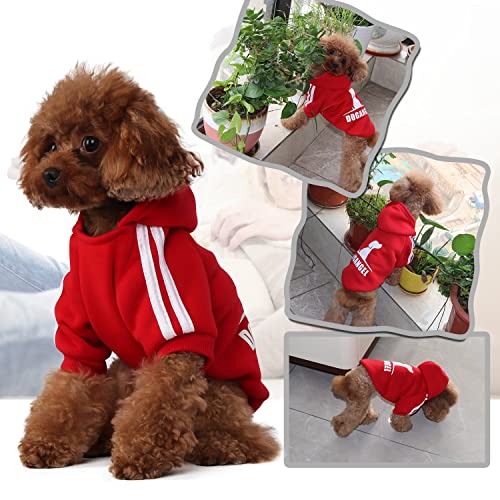 PenghaiYunfei Ropa Perro,Cálido Sudadera con Capucha para Perros Algodón Suéter Chaqueta Abrigo Costume Pullover para Mascota Pequeño Perro Gato (Rojo, Medium)