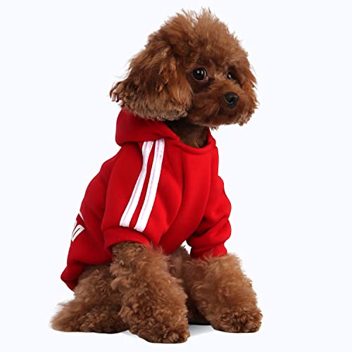 PenghaiYunfei Ropa Perro,Cálido Sudadera con Capucha para Perros Algodón Suéter Chaqueta Abrigo Costume Pullover para Mascota Pequeño Perro Gato (Rojo, Medium)