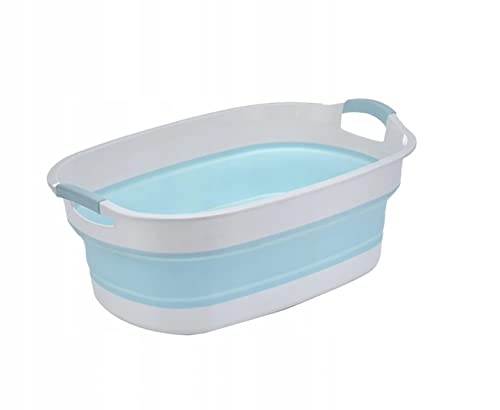 Perfectlife Bañera plegable para perros y gatos, ligera, manejable y plegable, antideslizante (L, blanco/azul)