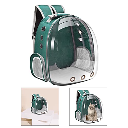 perfk Mochila de Burbujas Duradera para Mascotas, Transparente para Mascotas, Transpirable, de Viaje, para Perros Pequeños, Gatos, con 3 Paneles de Malla TR - Verde