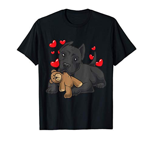 Perro Cane Corso Italiano Con Peluche Y Corazones Camiseta