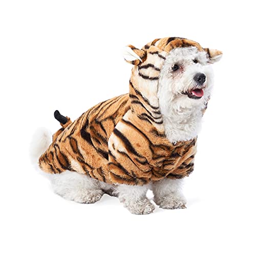 Perro Coral Fleece Puppy Pet Pequeño Perro Ropa, Elegante Traje de Tigre Tiempo Frío Chino Año Nuevo Cosplay Vestido