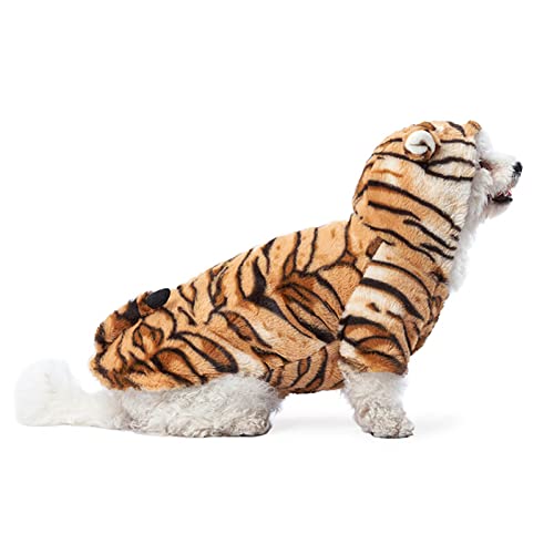 Perro Coral Fleece Puppy Pet Pequeño Perro Ropa, Elegante Traje de Tigre Tiempo Frío Chino Año Nuevo Cosplay Vestido