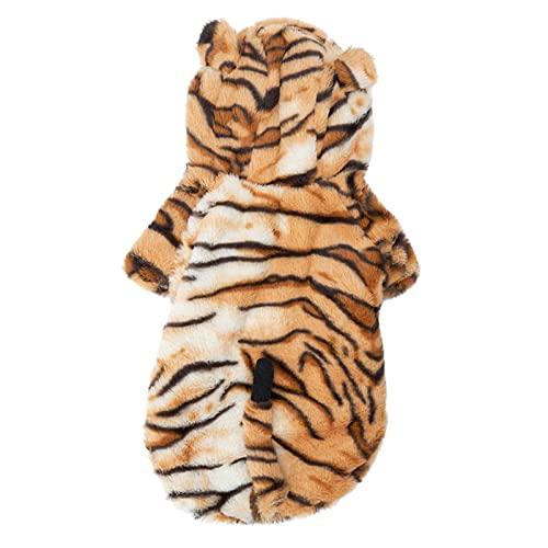 Perro Coral Fleece Puppy Pet Pequeño Perro Ropa, Elegante Traje de Tigre Tiempo Frío Chino Año Nuevo Cosplay Vestido