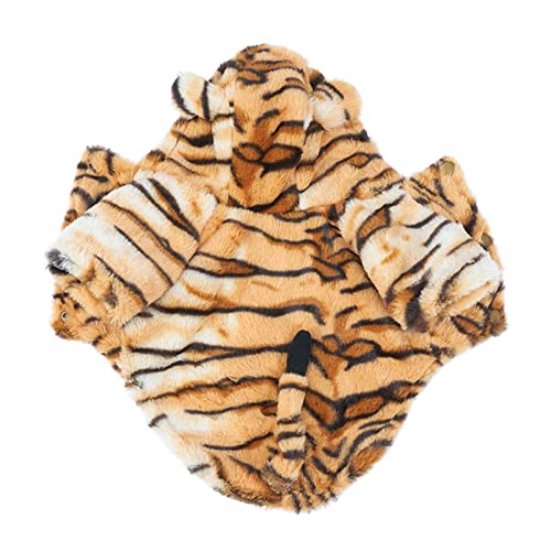 Perro Coral Fleece Puppy Pet Pequeño Perro Ropa, Elegante Traje de Tigre Tiempo Frío Chino Año Nuevo Cosplay Vestido