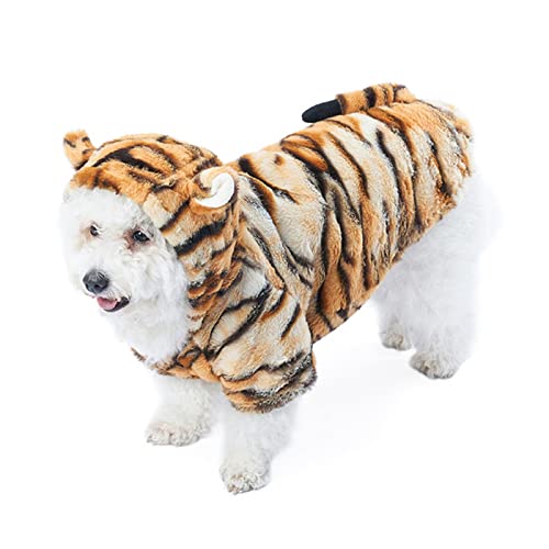 Perro Coral Fleece Puppy Pet Pequeño Perro Ropa, Elegante Traje de Tigre Tiempo Frío Chino Año Nuevo Cosplay Vestido