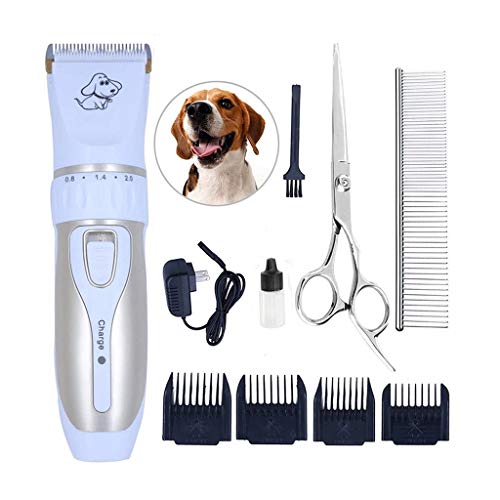 Perro Corte Profesional preparación del pelo del animal doméstico del corte de pelo máquina de afeitar recargable de la máquina for mascotas Peluquería Canina Clipper Clippers del pelo con peine guía