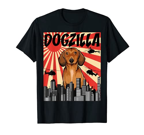 Perrozilla Perro Dogzilla Japonés Dachshund Camiseta