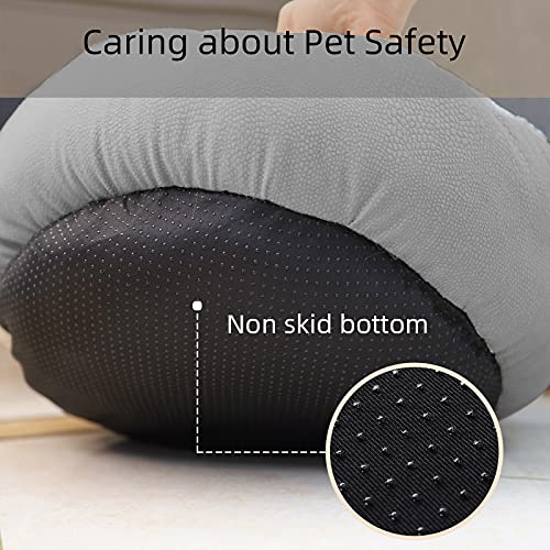 Peswety Cubierta redonda para cama para perro, cama para gatos, cama para mascotas, cama de perro mediano, suave y cálida para gatos, alfombra de cojín esponjosa para dormir caliente, gris L