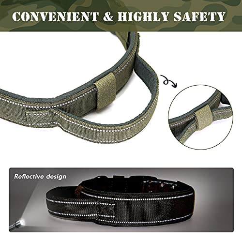 PET ARTIST Collar para perro militar ajustable con nombre y número de teléfono personalizados para mascotas,Collar con hebilla de metal resistente para perros medianos grandes,verde, M