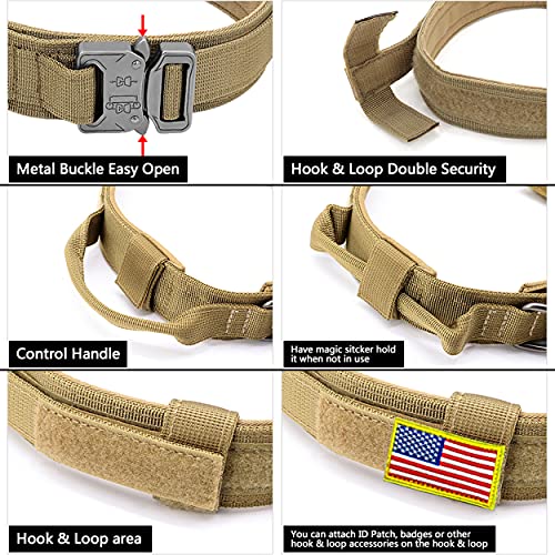 PET ARTIST Collar táctico para Perro con Mango de Control, Collar Militar K9 con Hebilla de Metal Resistente, Collar de Perro de Nailon Ajustable para Entrenamiento de Perro Mediano y Grande