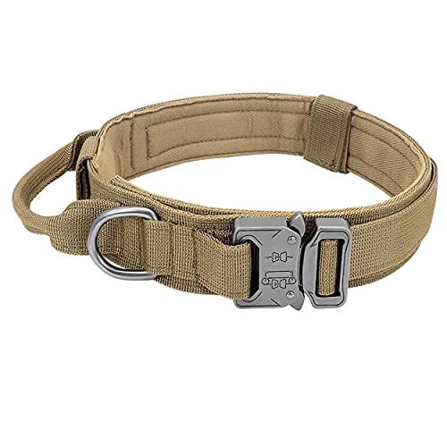 PET ARTIST Collar táctico para Perro con Mango de Control, Collar Militar K9 con Hebilla de Metal Resistente, Collar de Perro de Nailon Ajustable para Entrenamiento de Perro Mediano y Grande