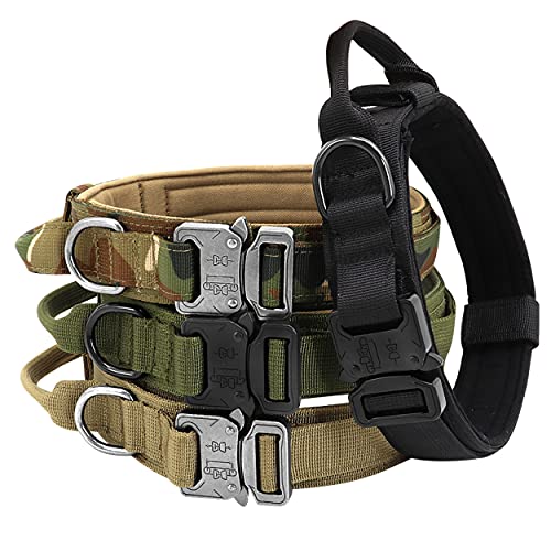 PET ARTIST Collar táctico para Perro con Mango de Control, Collar Militar K9 con Hebilla de Metal Resistente, Collar de Perro de Nailon Ajustable para Entrenamiento de Perro Mediano y Grande