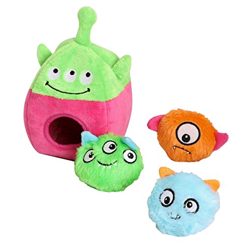 Pet Brands Hide & Seek Shark Alien Brain Training Juguete Interactivo de Peluche para Mascotas