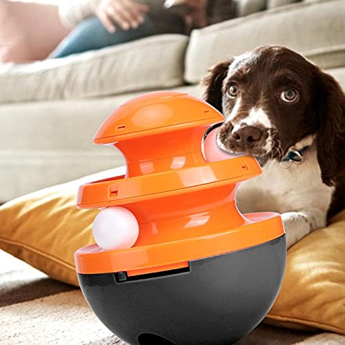 Pet Dog Tumbler Feeder Rail Ball Toys Pet Leakage Food Toy Pet Dog Toy Puzzle Entrenamiento Jugando Juguete ABS para mascotas (negro)